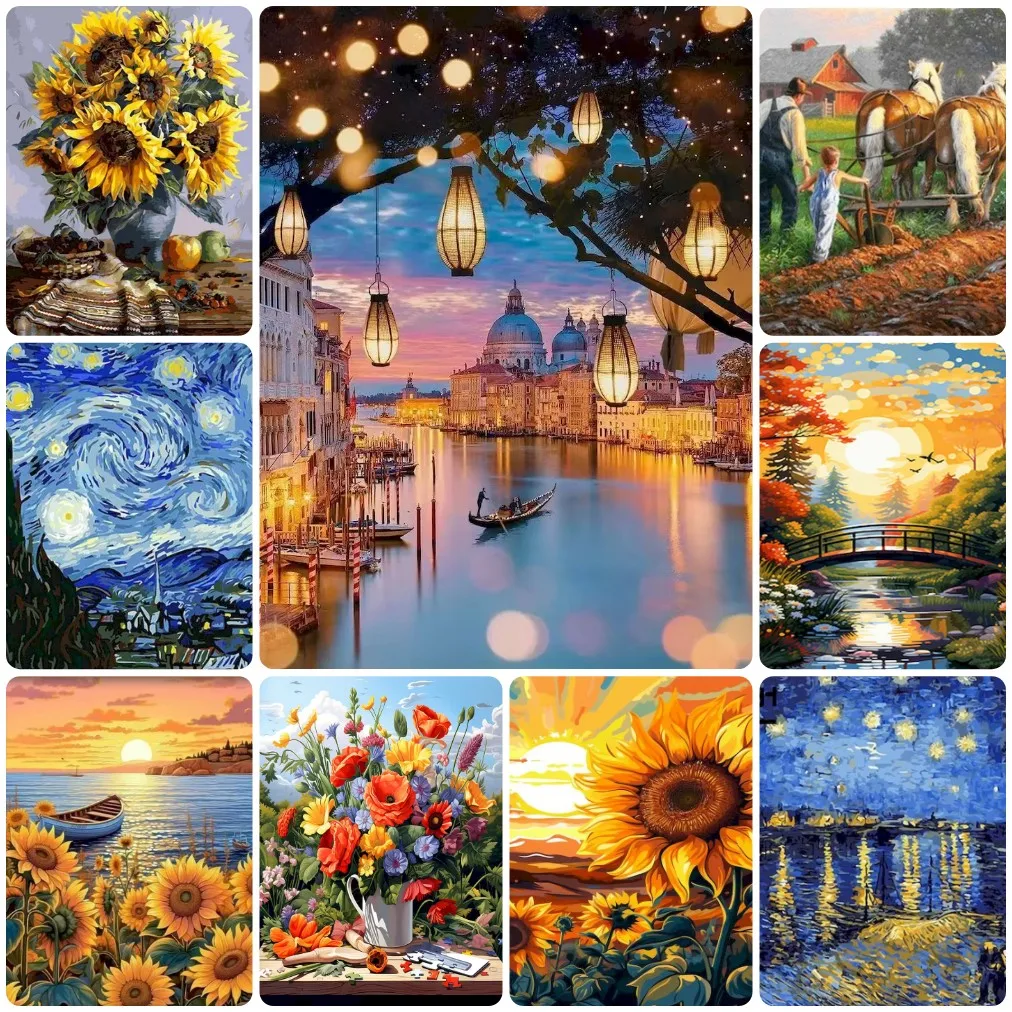 DIY Sunflower and Starry Night Inspired Jigsaw Puzzle, Van Gogh Art and Venice Canal Views for Living Room Wall Decor
DIY Sunflower and Starry Night Inspired Jigsaw Puzzle, Van Gogh Art and Venice Canal Views for Living Room Wall Decor