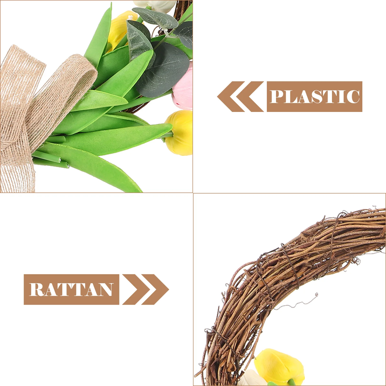 Decorative Wreath Bright Color Fading Resistant Rattan Easter Front Door Wreath Fine Grinding Smooth Surface No Burr 
Decorative Wreath Bright Color Fading Resistant Rattan Easter Front Door Wreath Fine Grinding Smooth Surface No Burr