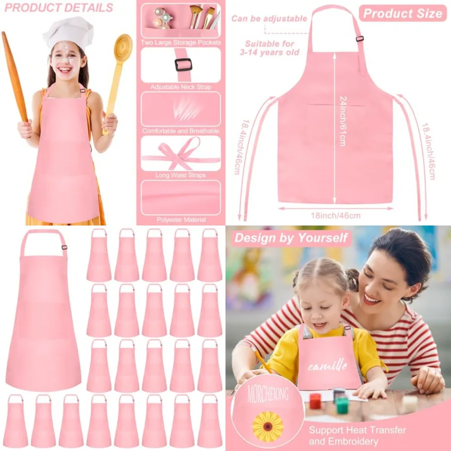 Pack Adjustable Apron Bulk with 2 Pockets Toddler Apron Painting Aprons for Baking Painting
Pack Adjustable Apron Bulk with 2 Pockets Toddler Apron Painting Aprons for Baking Painting