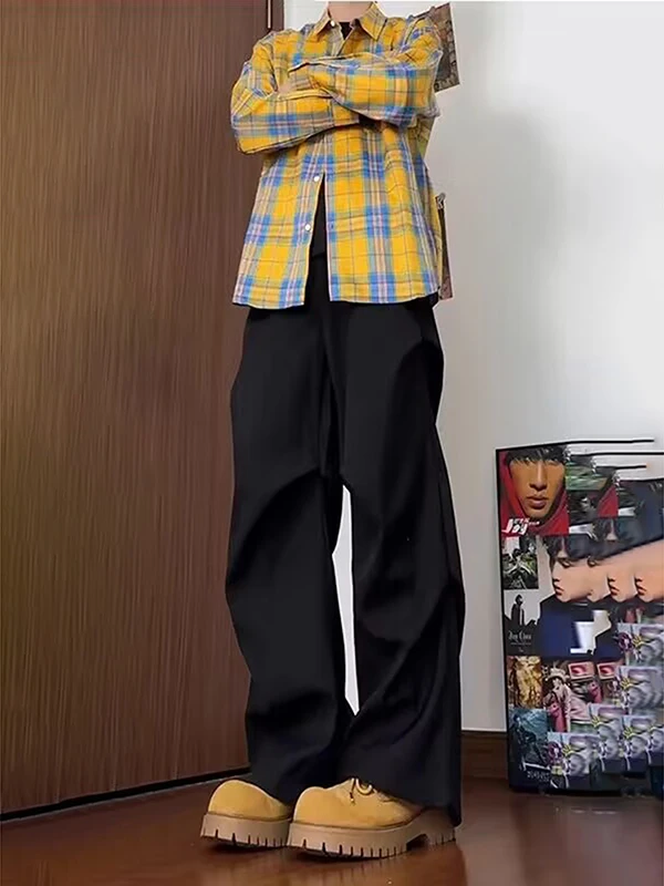 Американские повседневные плиссированные мужские прямые брюки, весенне-осенние широкие брюки свободного покроя с высокой талией
Американские повседневные плиссированные мужские прямые брюки, весенне-осенние широкие брюки свободного покроя с высокой талией