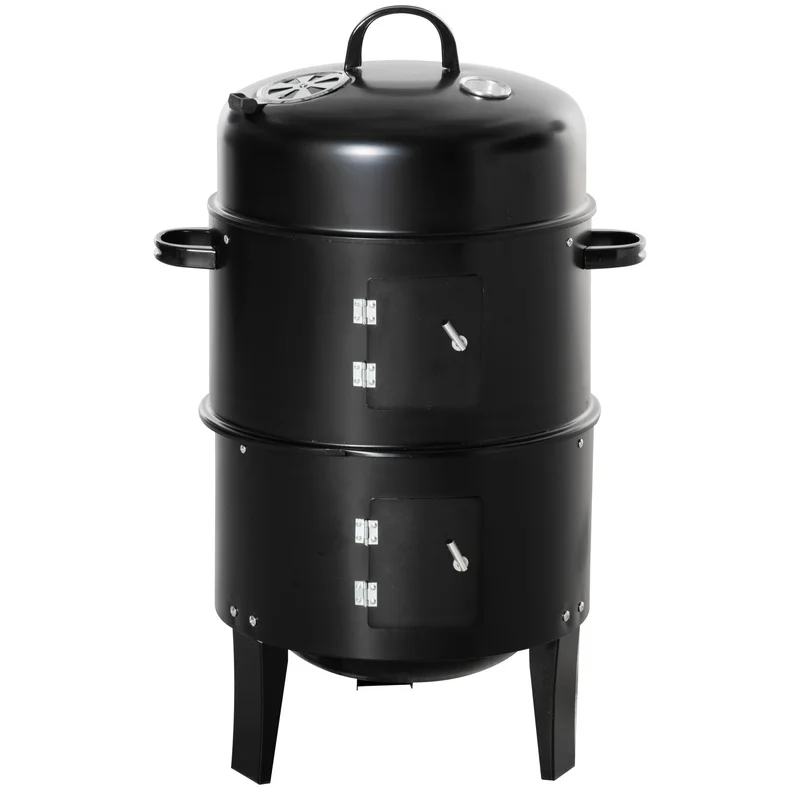Outsunny 16" Round Charcoal BBQ Smoker with Dual Cooking Zones and Thermometer for Outdoor Grilling, Black
Outsunny 16" Round Charcoal BBQ Smoker with Dual Cooking Zones and Thermometer for Outdoor Grilling, Black
