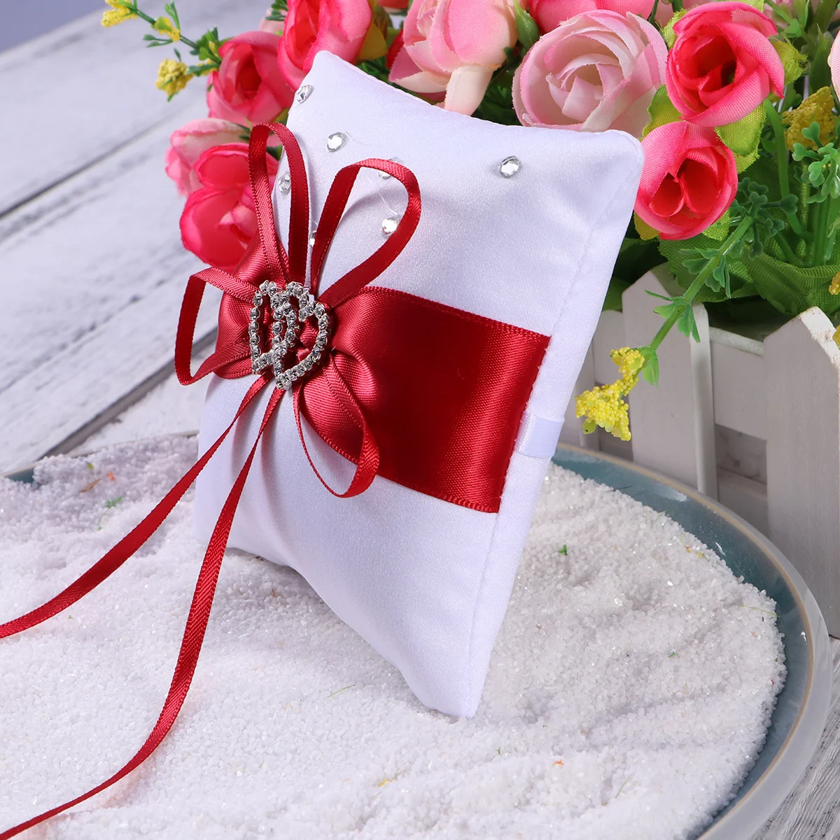 Double Heart Wedding Ring Pillow 10X10Cm Red Satin Ribbon Decor Bridal Ceremony Ring Bearer Cushion For Page Boy
Double Heart Wedding Ring Pillow 10X10Cm Red Satin Ribbon Decor Bridal Ceremony Ring Bearer Cushion For Page Boy