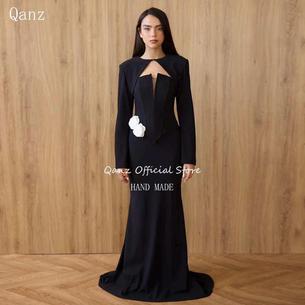 Qanz Back Satin Prom Dresses Mermaid With Jacket Formal Evening Gowns Fowers Backless Women Vestidos De Fiesta Customized
Qanz Back Satin Prom Dresses Mermaid With Jacket Formal Evening Gowns Fowers Backless Women Vestidos De Fiesta Customized