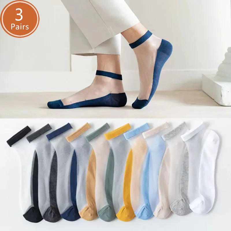 3 Pairs Summer No Show Silk Socks Mens Cotton Nylon Thin Transparent Breathable Deodorant Invisible Ankle Socks Street Fashion
3 Pairs Summer No Show Silk Socks Mens Cotton Nylon Thin Transparent Breathable Deodorant Invisible Ankle Socks Street Fashion