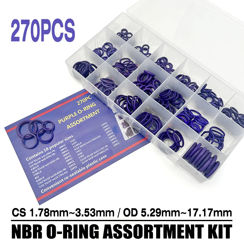Комплект уплотнительных колец из фиолетового нитрилового каучука NBR, 270 шт., CS 1,78-3,53 мм, наружный диаметр 5,29–17,17 мм, износостойкое уплотнительное кольцо для автомобильной промышленности
Комплект уплотнительных колец из фиолетового нитрилового каучука NBR, 270 шт., CS 1,78-3,53 мм, наружный диаметр 5,29–17,17 мм, износостойкое уплотнительное кольцо для автомобильной промышленности