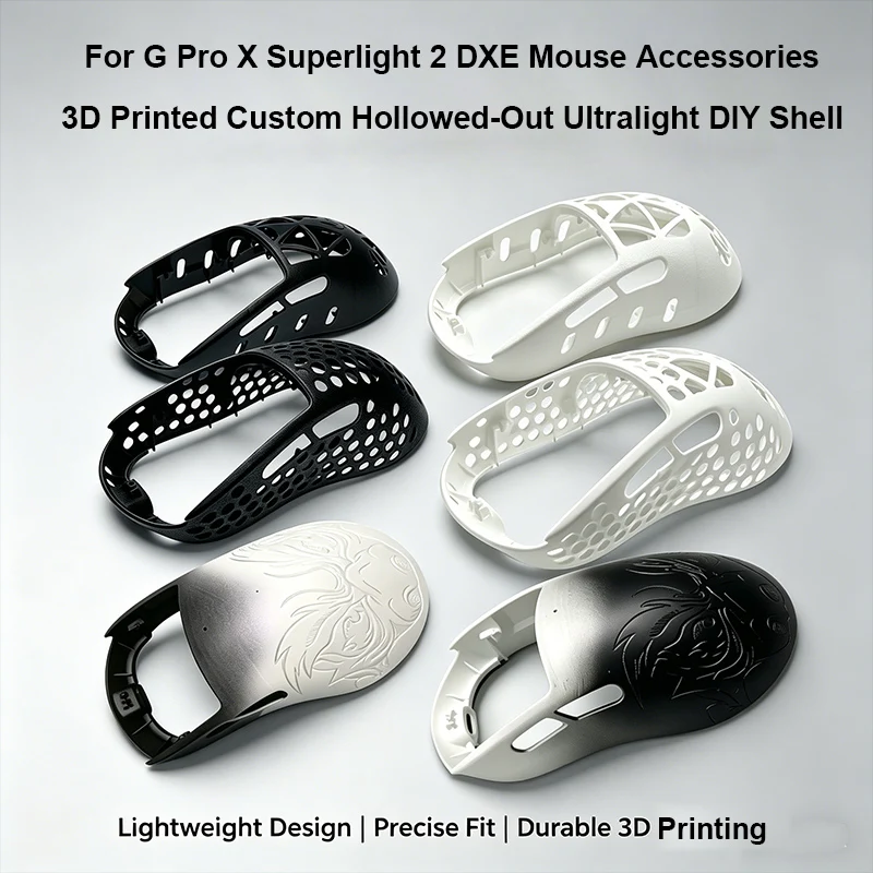 Custom 3D Printed Ultralight Hollow-Out Gaming Mouse Shell for G Pro X Superlight2 DEX Mouse Lightweight Upgrade Replacement Kit