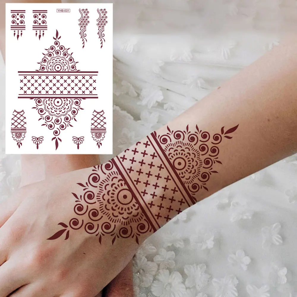 Waterproof Brown Flower Temporary Tattoos for Women Fake Henna Tattoo Stickers for Hand Leg Body Art Party Wedding Use
Waterproof Brown Flower Temporary Tattoos for Women Fake Henna Tattoo Stickers for Hand Leg Body Art Party Wedding Use