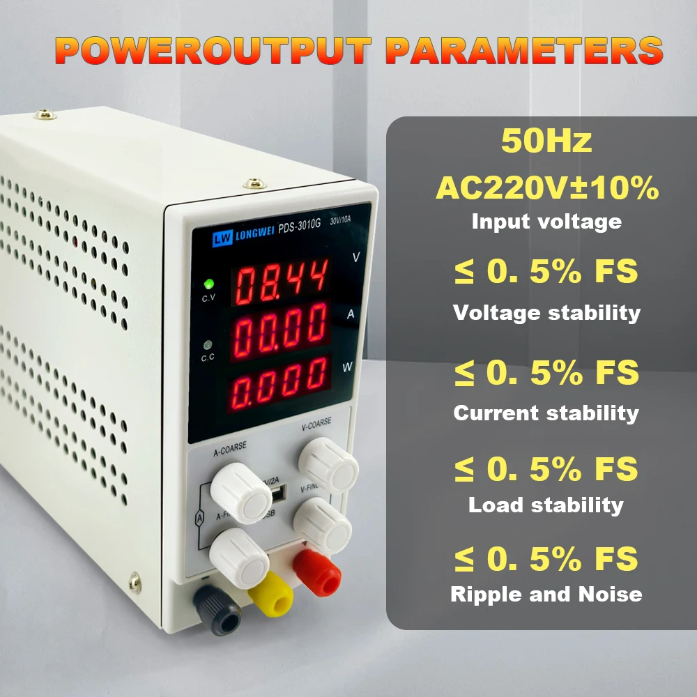 DC Power Supply 3010G Mini Adjustable Digital 30V 10A 300W Switching Lab Power Supply Laptop Audio Mobile Phone Repair Tool
DC Power Supply 3010G Mini Adjustable Digital 30V 10A 300W Switching Lab Power Supply Laptop Audio Mobile Phone Repair Tool