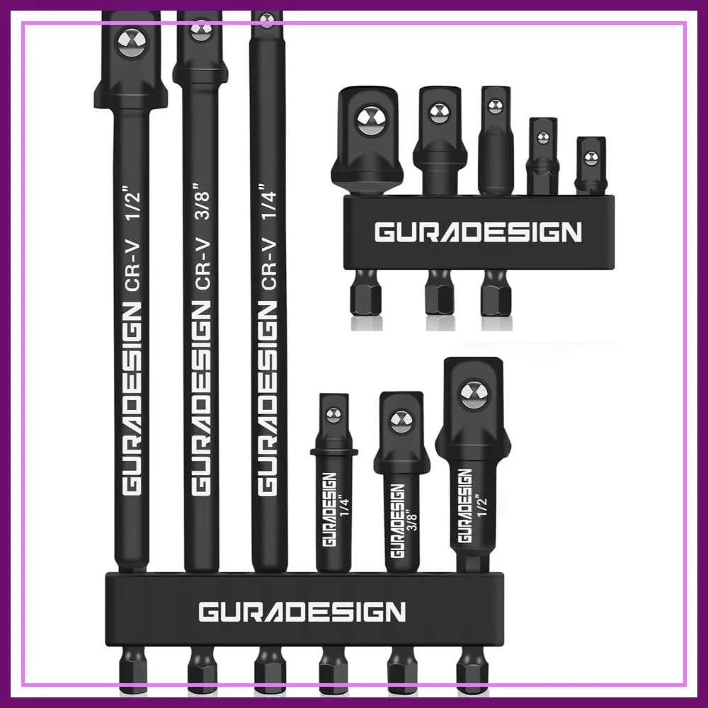 11-Piece Impact Socket Adapter Set - 3/6 Inch Hex Shank for 1/4" 3/8" 1/2" Impact Drivers
11-Piece Impact Socket Adapter Set - 3/6 Inch Hex Shank for 1/4" 3/8" 1/2" Impact Drivers