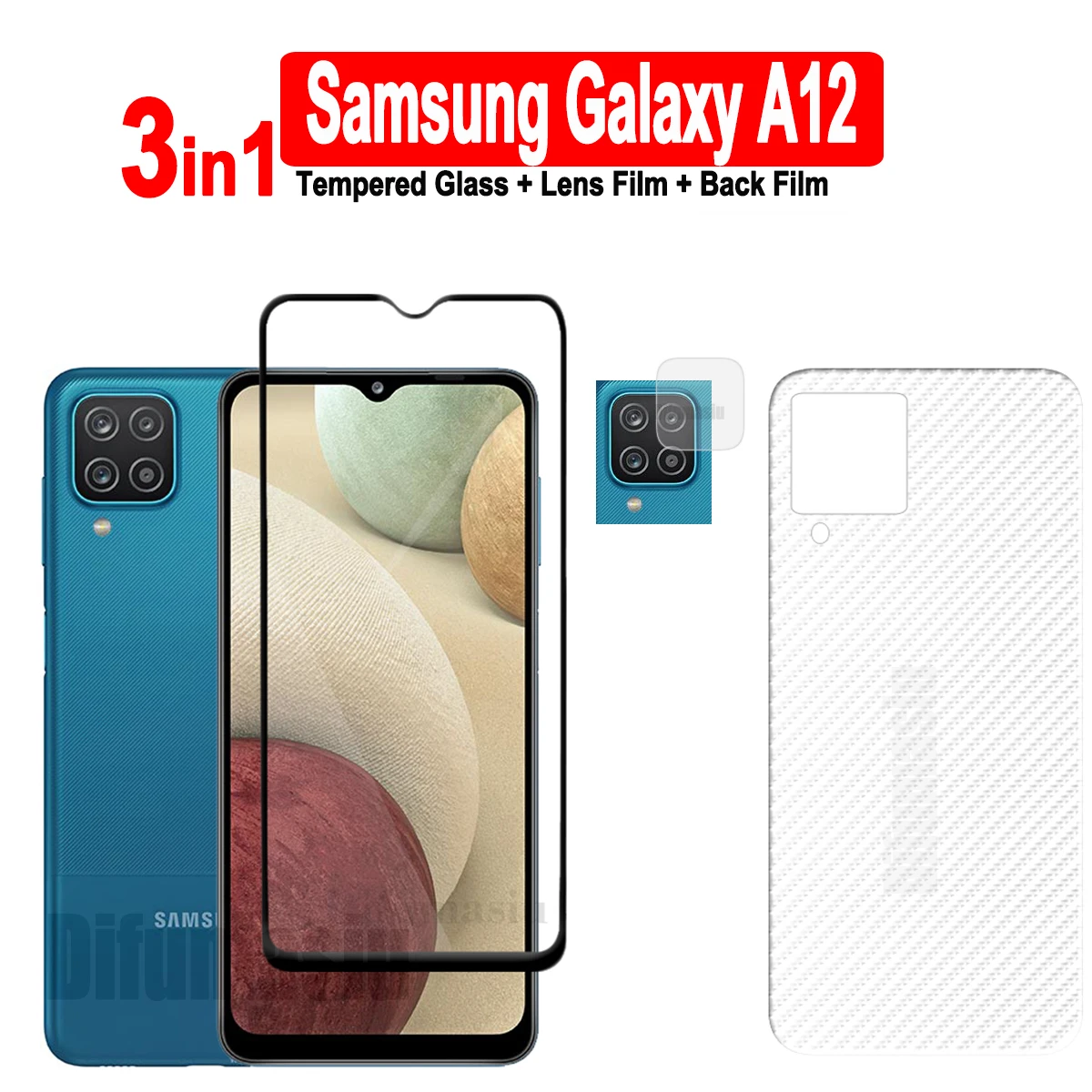 3in1 For Samsung Galaxy A12 Tempered Glass Screen Protectors + Soft Back Film + Soft Camera Lens Film
3in1 For Samsung Galaxy A12 Tempered Glass Screen Protectors + Soft Back Film + Soft Camera Lens Film