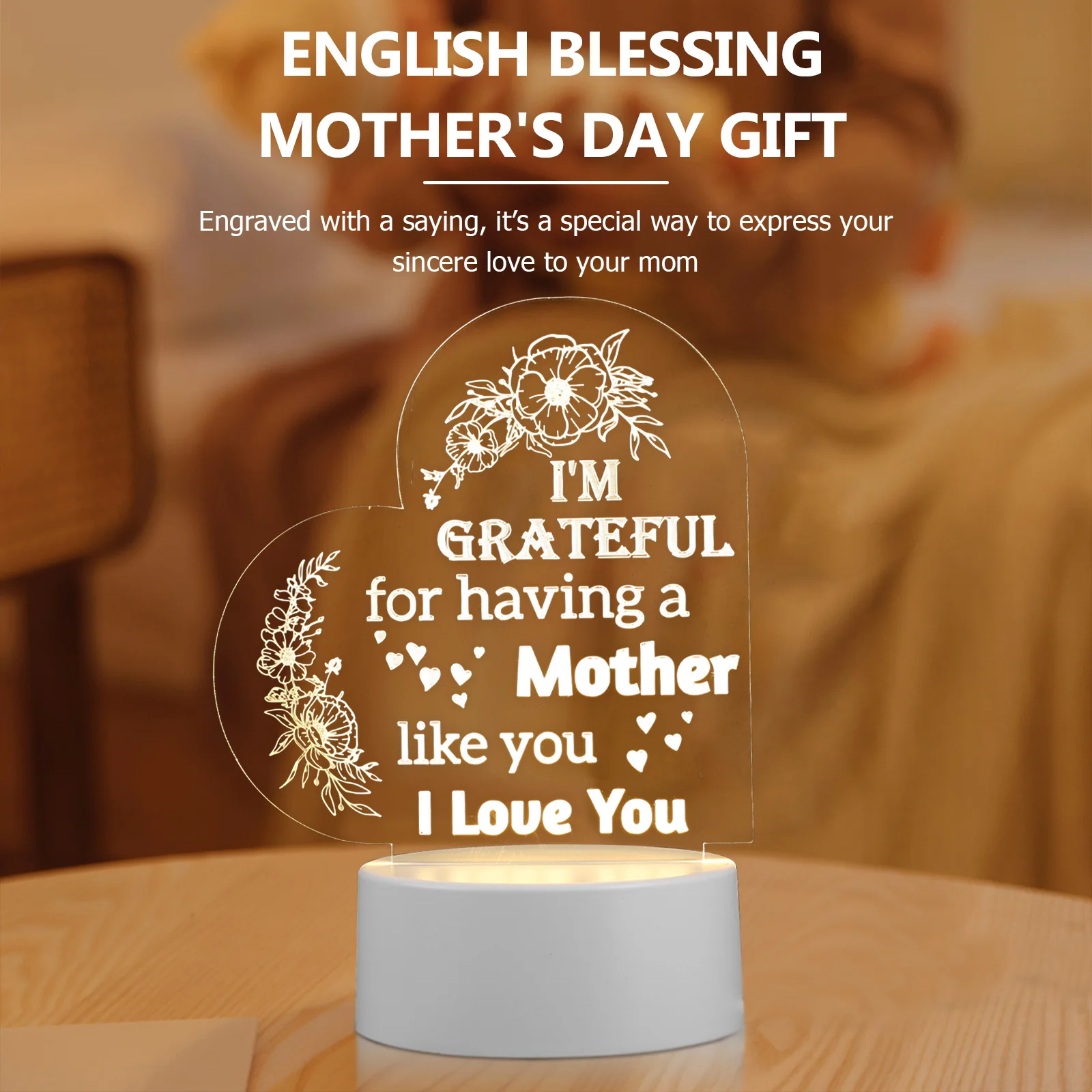 Usb Powered Led Night Light For Romantic Bedroom Decorative Light Mother'S Day Gift Acrylic 3D Usb Lamp Adornment Mom Wife
Usb Powered Led Night Light For Romantic Bedroom Decorative Light Mother'S Day Gift Acrylic 3D Usb Lamp Adornment Mom Wife