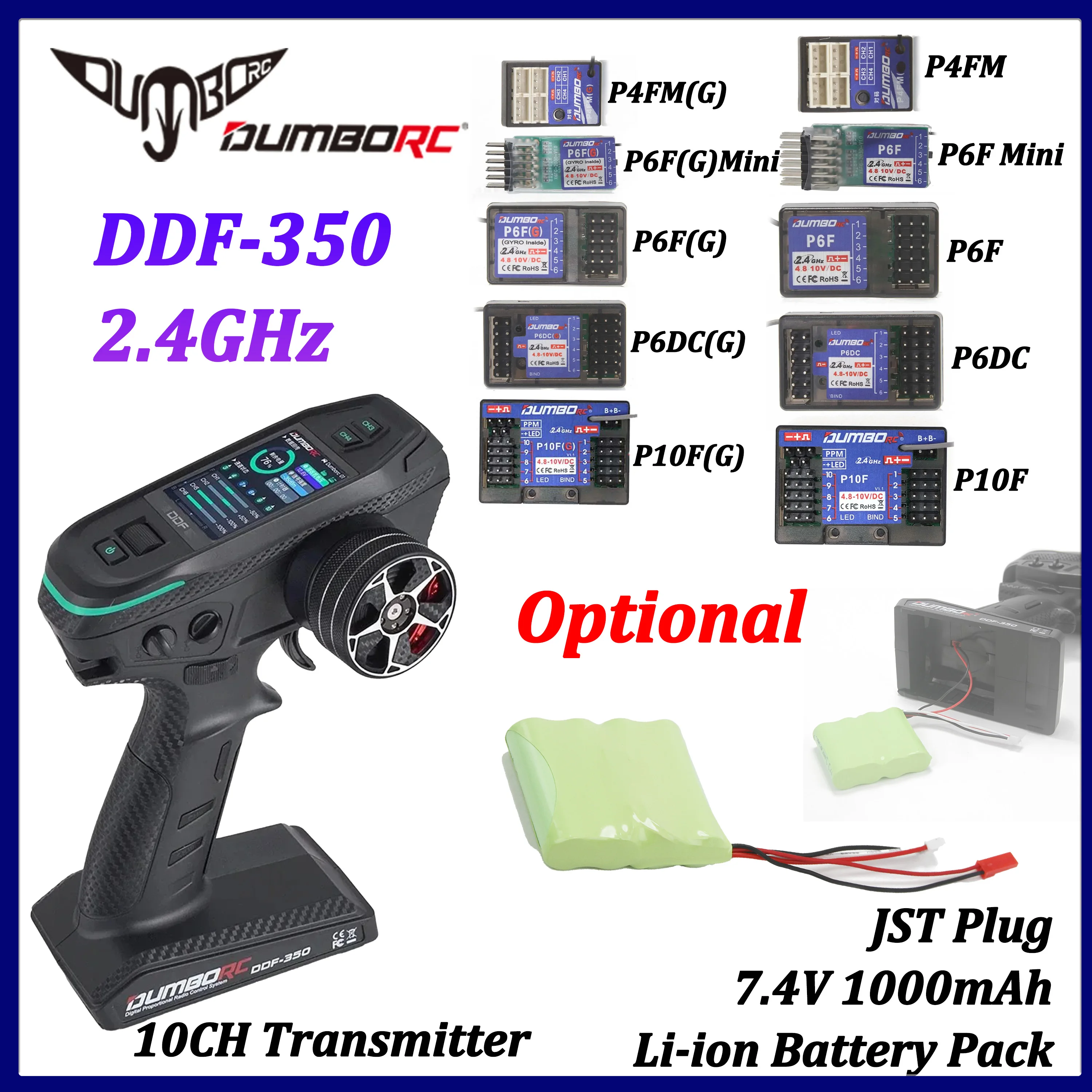 DUMBORC DDF-350 2.4G 10CH Transmitter Remote Controller 4CH 6CH 10CH Gyro Receiver for RC Car Boat Robot Part Axial WPL Wltoy
DUMBORC DDF-350 2.4G 10CH Transmitter Remote Controller 4CH 6CH 10CH Gyro Receiver for RC Car Boat Robot Part Axial WPL Wltoy