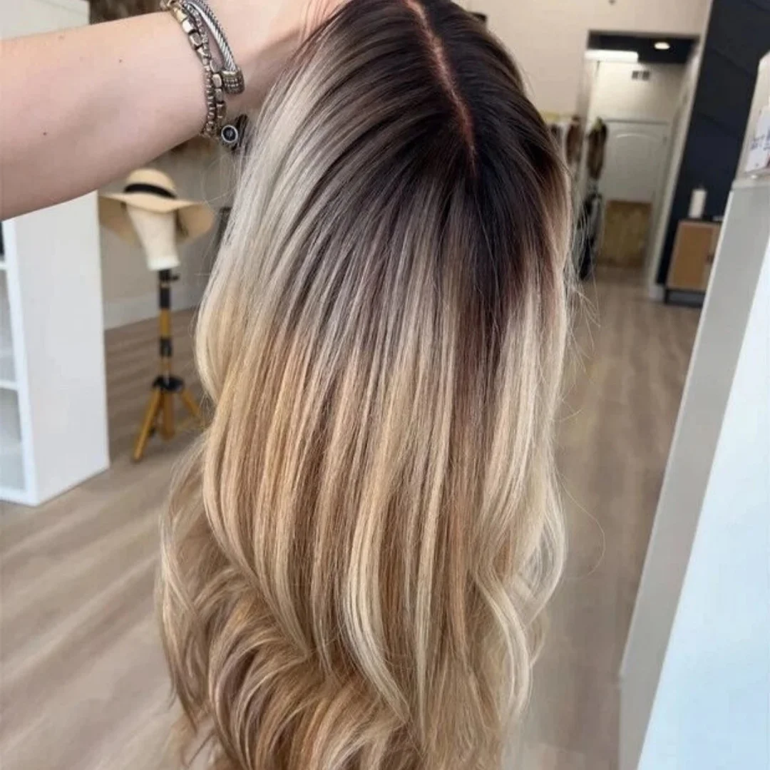 Luxury Wigs Highlight Light Blonde Synthetic Lace Top Wigs With Dark Roots Elastic Body Wave Women's Wig Daily Party Cosplay Use
Luxury Wigs Highlight Light Blonde Synthetic Lace Top Wigs With Dark Roots Elastic Body Wave Women's Wig Daily Party Cosplay Use