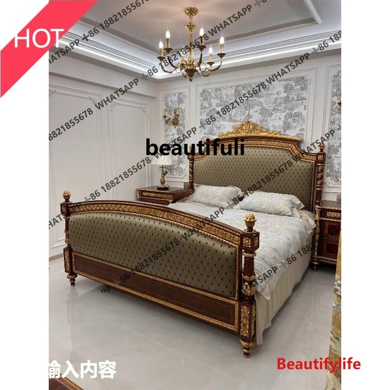 Solid wood carved double bed bedroom silk queen bed villa mansion bedroom furniture
Solid wood carved double bed bedroom silk queen bed villa mansion bedroom furniture