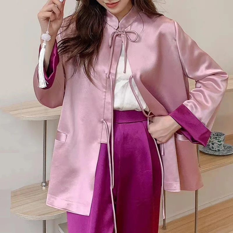 High-Quality Chinese Style Stand Collar Single Breasted Top Women's Spring Fashion Design Contrast Color Cuffs Jacket S-XL
High-Quality Chinese Style Stand Collar Single Breasted Top Women's Spring Fashion Design Contrast Color Cuffs Jacket S-XL