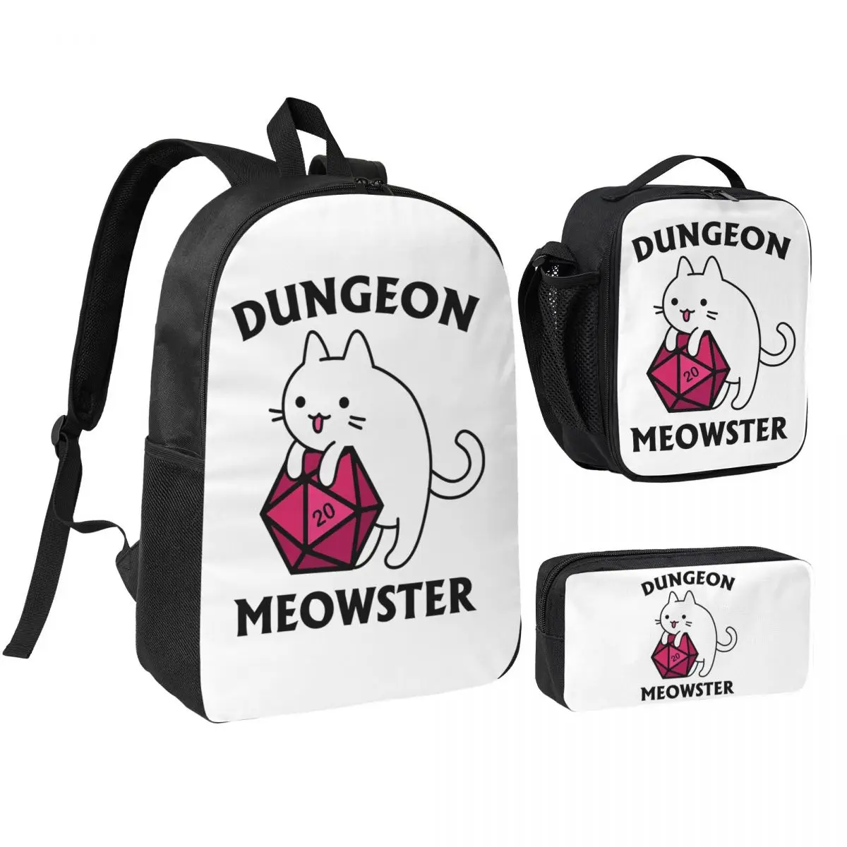 Dungeon Meowster DnD Dungeon Master Cat With D20 Backpack BookBag School Bag Laptop Shoulder Bags 3ps Lunch Bag Pencil Case
Dungeon Meowster DnD Dungeon Master Cat With D20 Backpack BookBag School Bag Laptop Shoulder Bags 3ps Lunch Bag Pencil Case