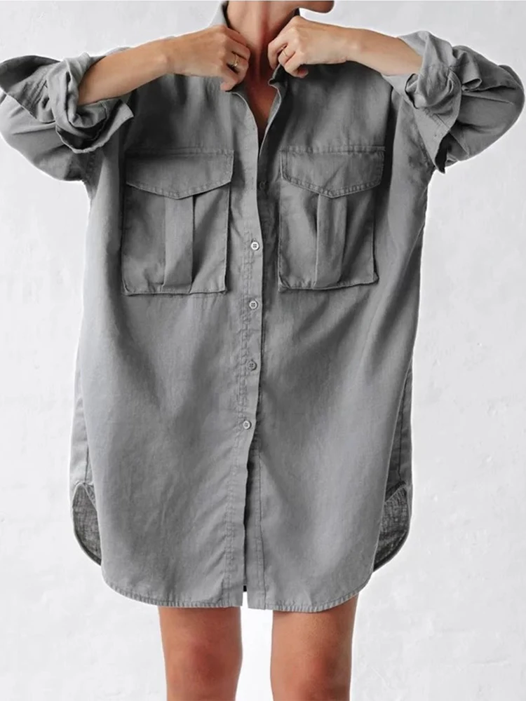 Naturaleye Women's Linen Shirt Dress Long Sleeve Loose Fit Mid-Length Spring Autumn Grey Casual Style Ladies' Blouse Gown
Naturaleye Women's Linen Shirt Dress Long Sleeve Loose Fit Mid-Length Spring Autumn Grey Casual Style Ladies' Blouse Gown