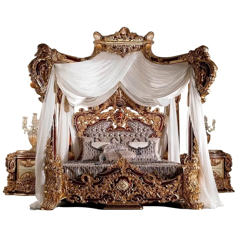 Villa luxury European solid wood carving flower palace dragon b ed master bed room palace
Villa luxury European solid wood carving flower palace dragon b ed master bed room palace