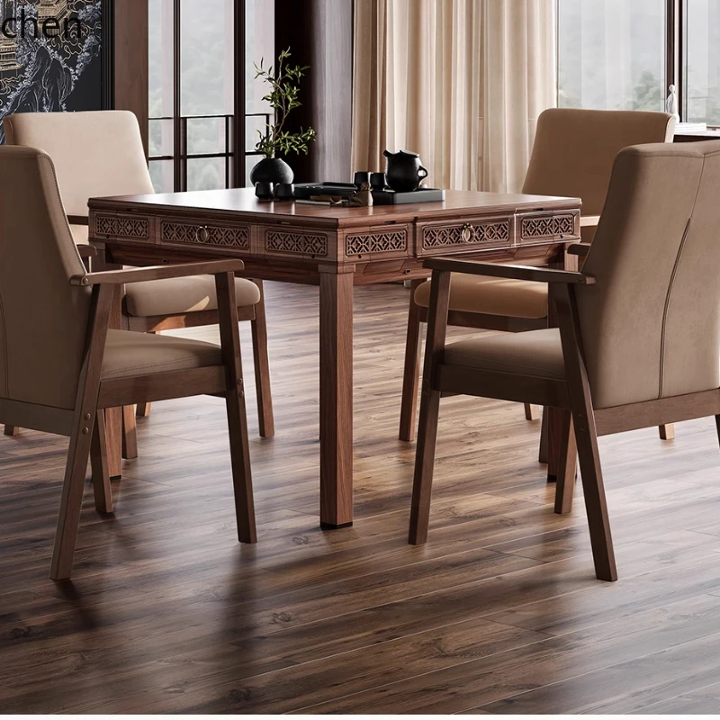 CP automatic family roller coaster dining table dual-purpose new Chinese mahjong table solid wood chair
CP automatic family roller coaster dining table dual-purpose new Chinese mahjong table solid wood chair