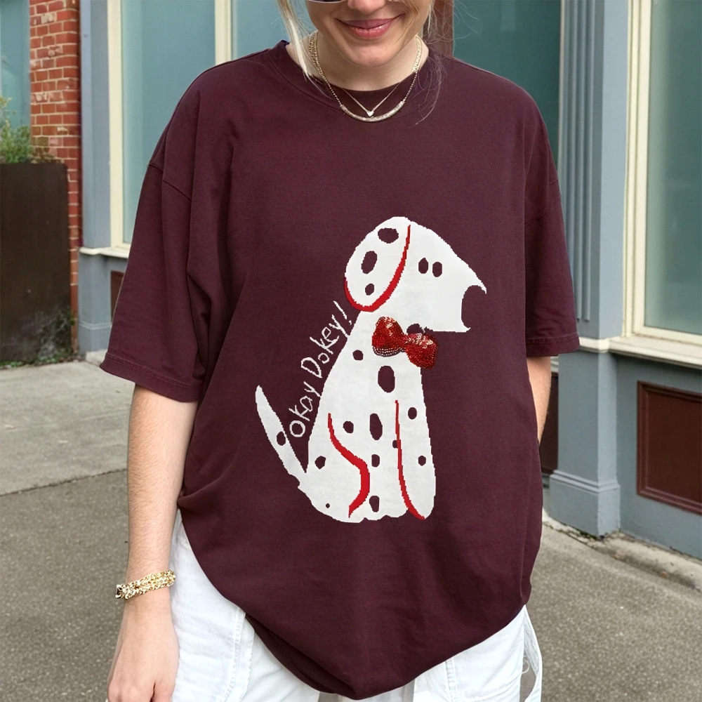 Женская футболка Y2k Puppy Love 2025 — летний хлопковый топ большого размера, высококачественная футболка с рисунком милой собаки, уличная одежда для любителей домашних животных 
Женская футболка Y2k Puppy Love 2025 — летний хлопковый топ большого размера, высококачественная футболка с рисунком милой собаки, уличная одежда для любителей домашних животных