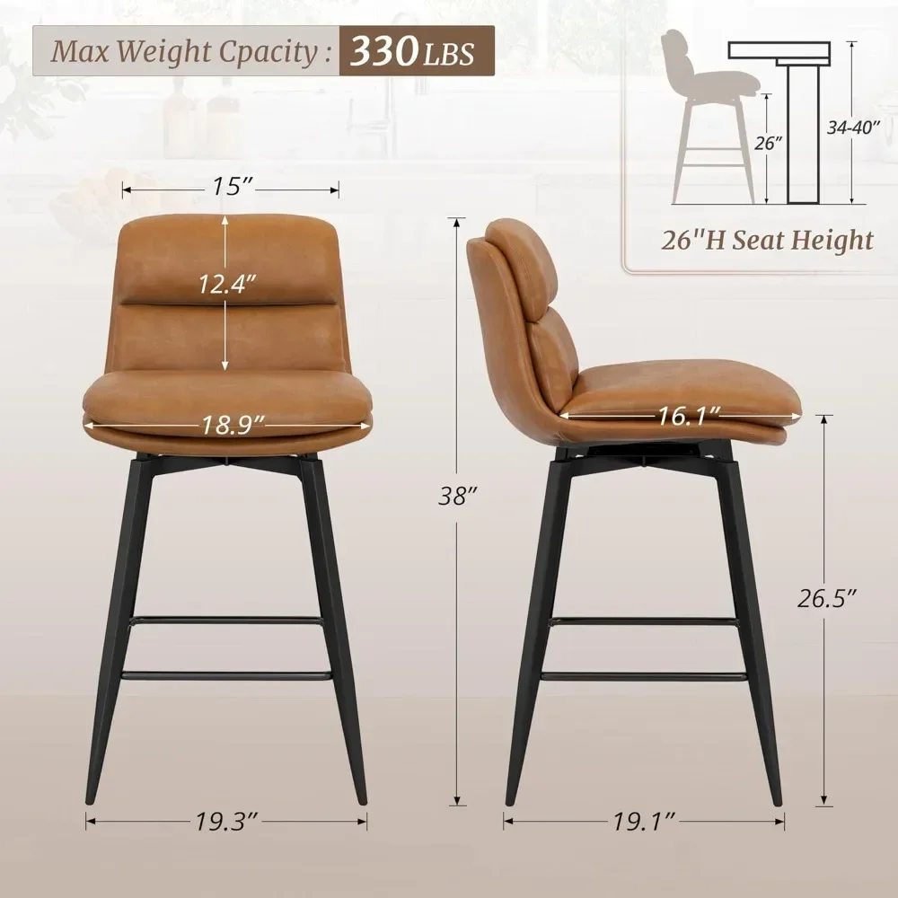 Bestseller3-Pack 26" Swivel Bar Stools, Counter Height, Faux Leather Upholstered, Metal Legs, Whiskey Brown
Bestseller3-Pack 26" Swivel Bar Stools, Counter Height, Faux Leather Upholstered, Metal Legs, Whiskey Brown