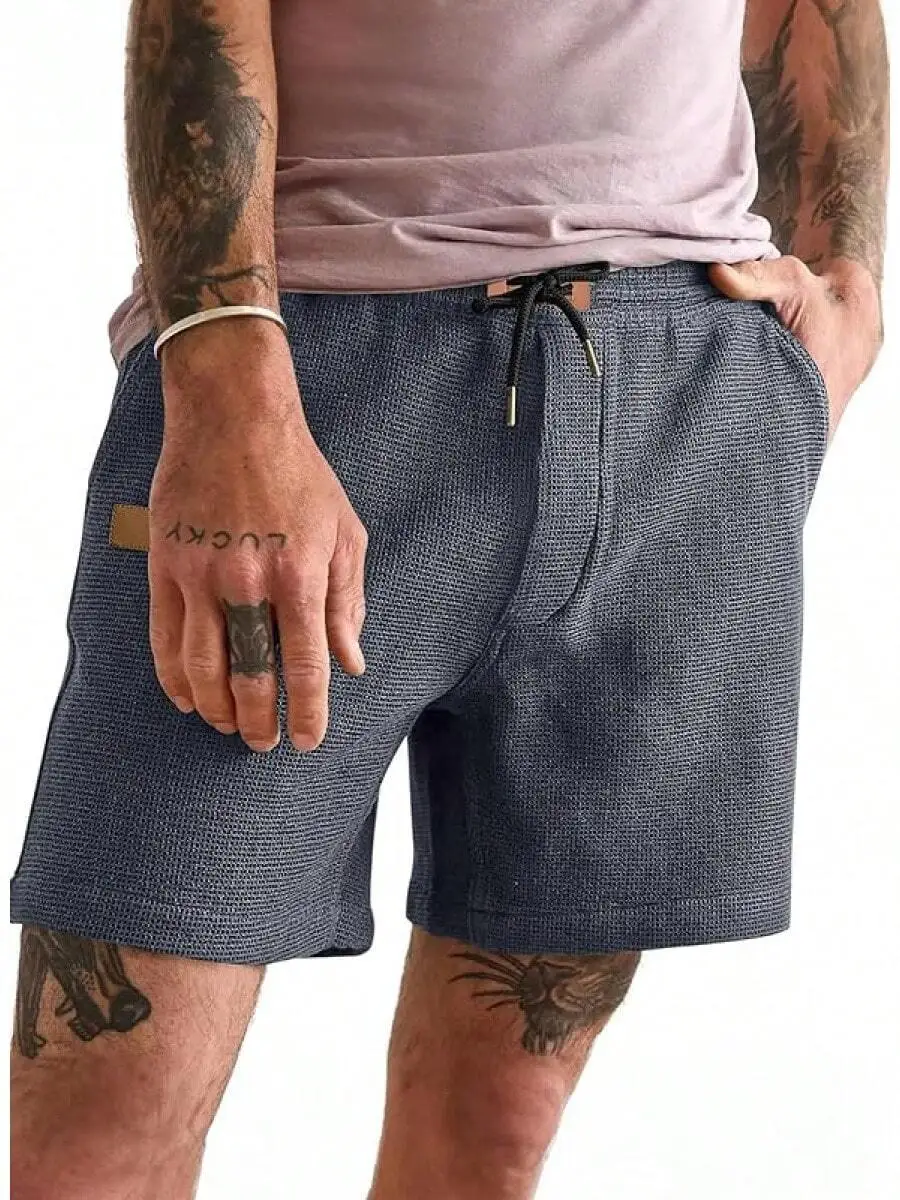 Mens Waffle Knit Casual Shorts With Elastic Waist And Pockets
Mens Waffle Knit Casual Shorts With Elastic Waist And Pockets