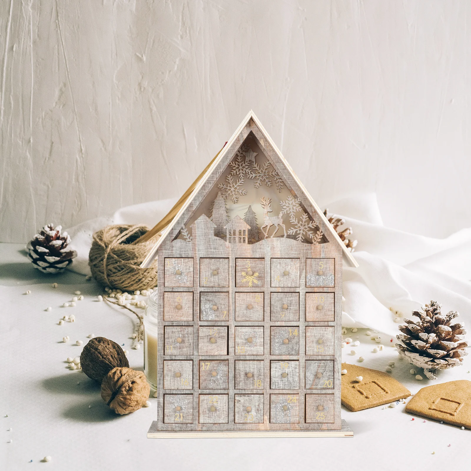 1Pcs Wooden Calendar Ornament High Quality Natural Wood Christmas Desktop Decor Creative Gift Holding Drawer for Holiday Season
1Pcs Wooden Calendar Ornament High Quality Natural Wood Christmas Desktop Decor Creative Gift Holding Drawer for Holiday Season