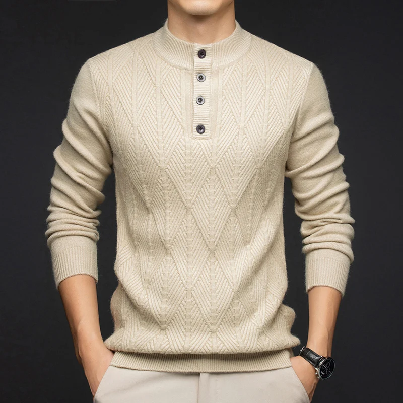 YEAE Autumn and Winter All-match Daily Half-high Collar Single-breasted Placket Casual Knitted Pullover Designer Luxury Sweater
YEAE Autumn and Winter All-match Daily Half-high Collar Single-breasted Placket Casual Knitted Pullover Designer Luxury Sweater