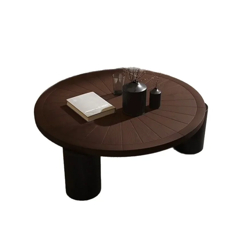 French solid wood coffee table round living room household American retro log low table small apartment light luxury simple
French solid wood coffee table round living room household American retro log low table small apartment light luxury simple