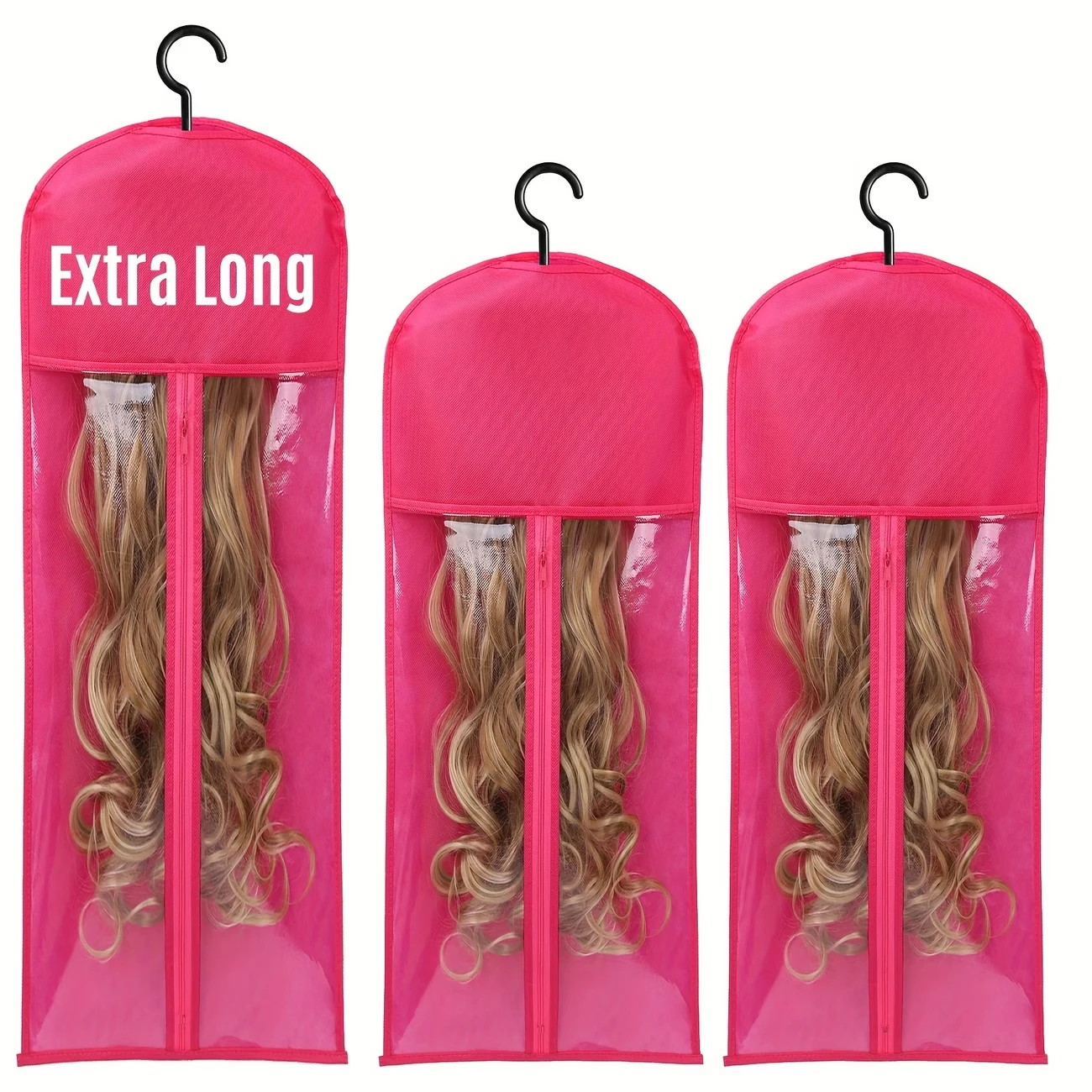 3 Sets Virgin Hair Weft Wig Storage Bags with Hanger Clip-In Extensions Pack Holder 1x31.5inch + 2x 23.62inch Portable Organizer
3 Sets Virgin Hair Weft Wig Storage Bags with Hanger Clip-In Extensions Pack Holder 1x31.5inch + 2x 23.62inch Portable Organizer