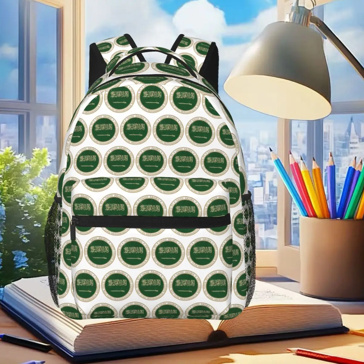 Coat Of Arms Of Saudi Arabia Backpack Student Boys Girls BookBag Children School Bag Computer Shoulder Bags for Men Women
Coat Of Arms Of Saudi Arabia Backpack Student Boys Girls BookBag Children School Bag Computer Shoulder Bags for Men Women