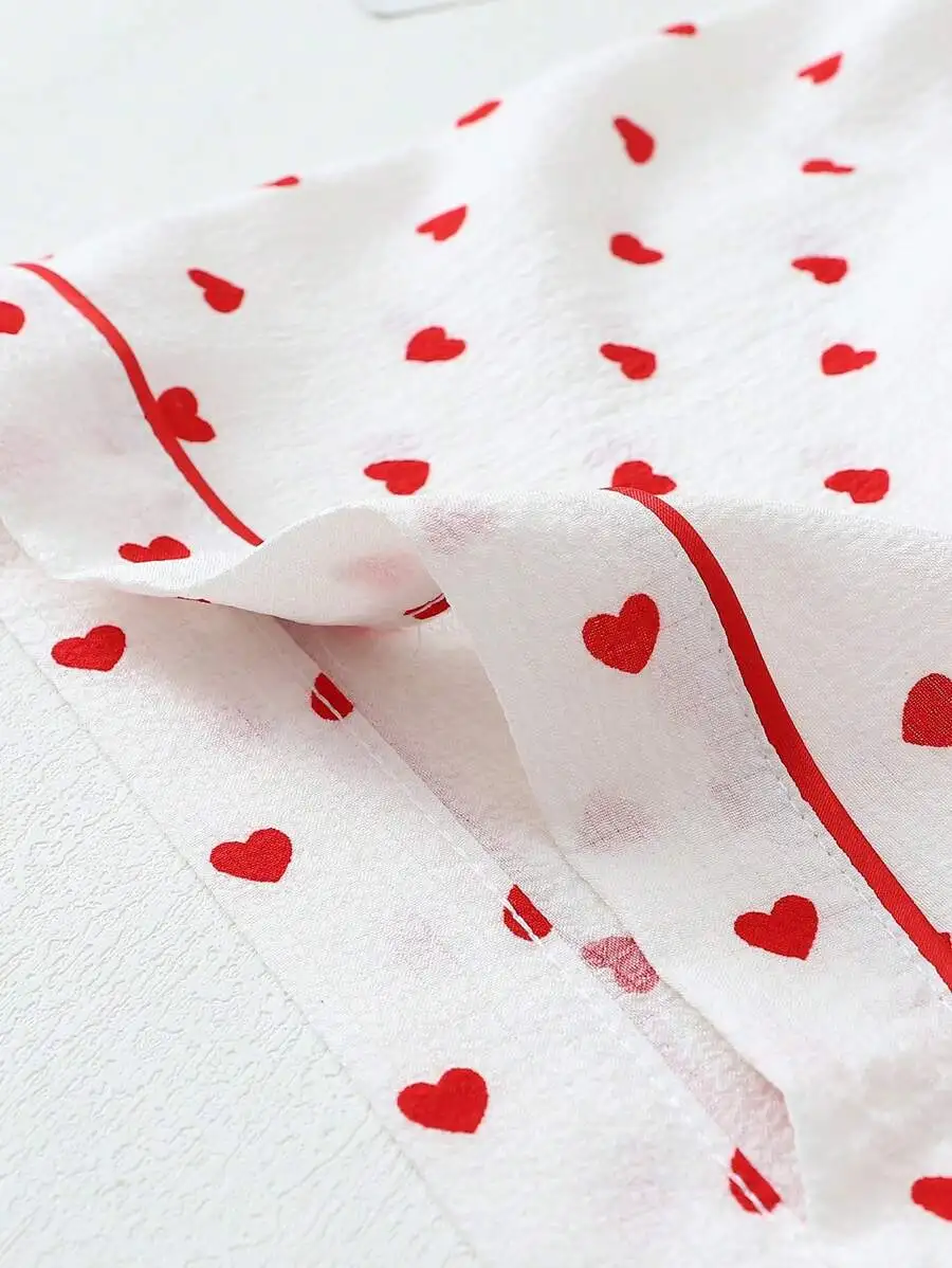 Womens Sweet Heart Print Sleepwear Set Short Sleeve Button Shirt And Shorts Casual Home Clothes For Spring Summer
Womens Sweet Heart Print Sleepwear Set Short Sleeve Button Shirt And Shorts Casual Home Clothes For Spring Summer