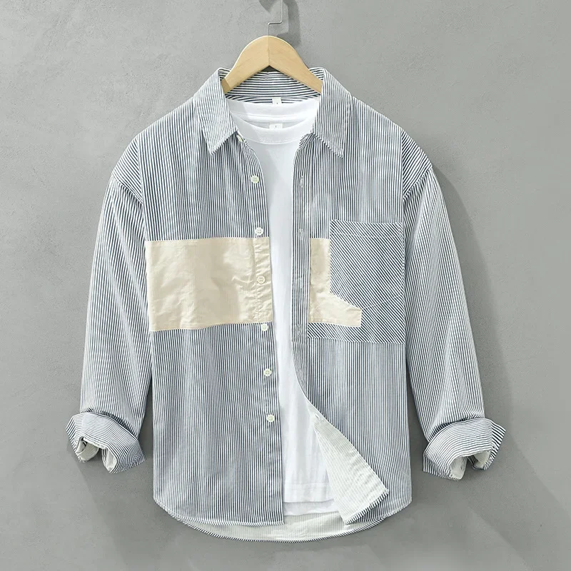 Men's New Patchwork Long Sleeved Shirt Loose Casual Contrast Color Comfortable Versatile Top Stripe Shirt
Men's New Patchwork Long Sleeved Shirt Loose Casual Contrast Color Comfortable Versatile Top Stripe Shirt