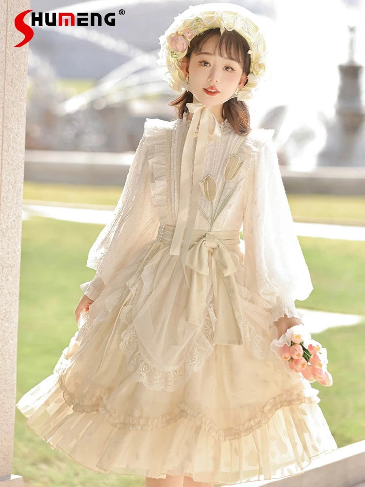 Original Lolita Dresses Women's Daily Cute Sweet Long-sleeved Dress Cla Tie Stand-up Collar Lace Edge Elegant Retro Dress Op
Original Lolita Dresses Women's Daily Cute Sweet Long-sleeved Dress Cla Tie Stand-up Collar Lace Edge Elegant Retro Dress Op
