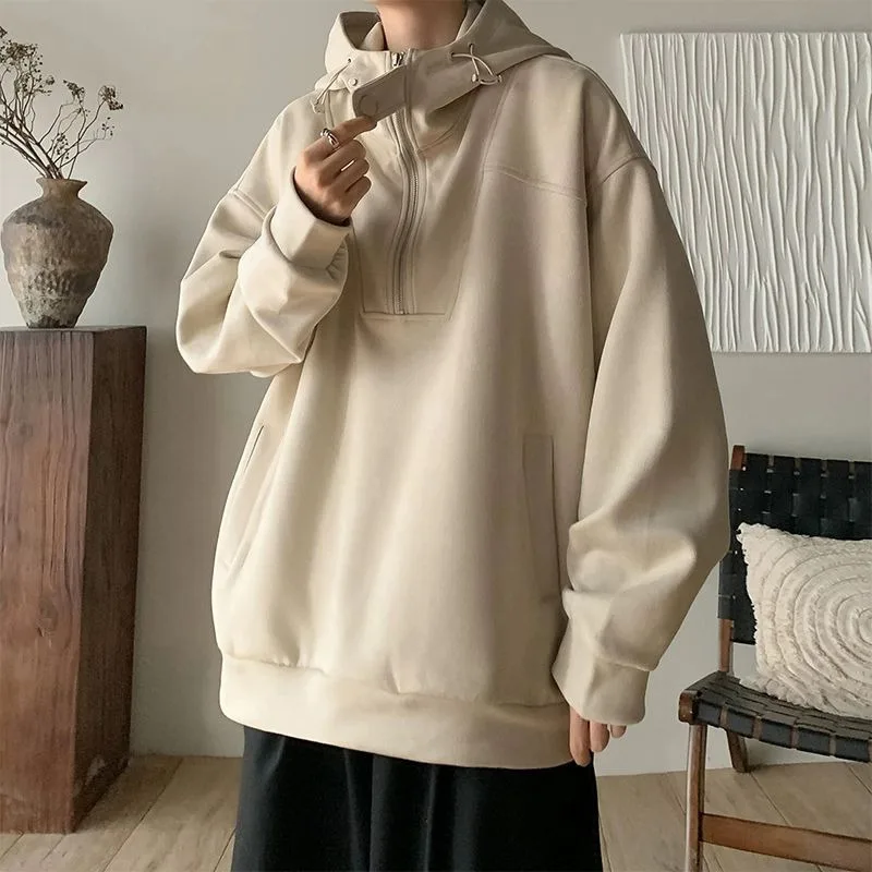 Модный повседневный Свободный пуловер в Корейском стиле, куртка-полуполо, серый свитшот на молнии с высоким воротником, мужские толстовки
Модный повседневный Свободный пуловер в Корейском стиле, куртка-полуполо, серый свитшот на молнии с высоким воротником, мужские толстовки