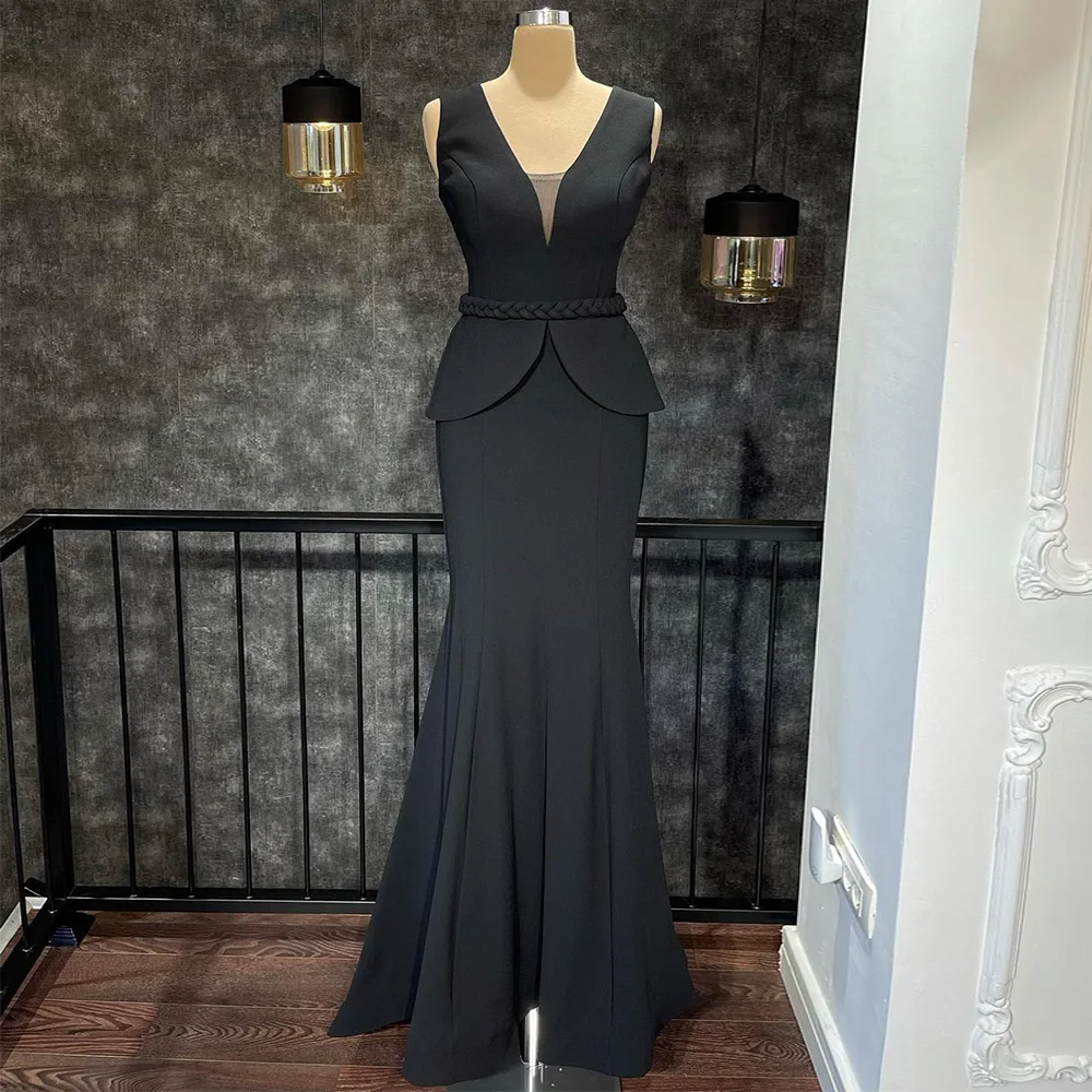 Mermaid Evening Dress for Women Black V Neck Elegant Prom es Long Belt Sleeveless Mother of the Bride Weddings
Mermaid Evening Dress for Women Black V Neck Elegant Prom es Long Belt Sleeveless Mother of the Bride Weddings