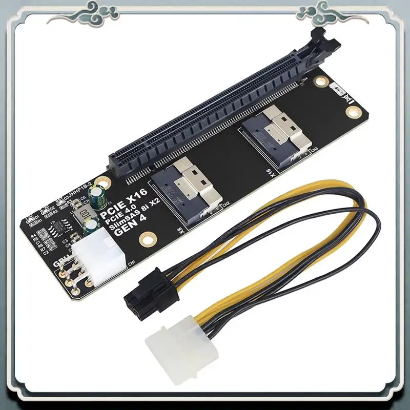 2-портовая адаптерная карта Slimsas 8I X2 для Pcie 4,0 X16 SFF8654 Riser Card GEN4 для сетевой видеокарты GPU 6Pin
2-портовая адаптерная карта Slimsas 8I X2 для Pcie 4,0 X16 SFF8654 Riser Card GEN4 для сетевой видеокарты GPU 6Pin
