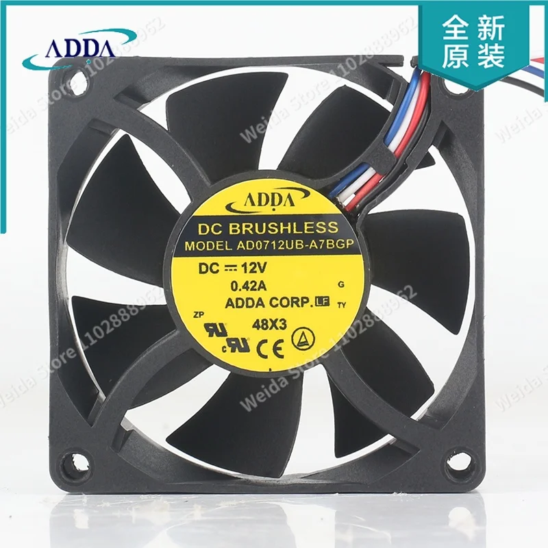Cooling fan ADDA 7025 70X70X25MM 7CM 5V 24V 48V DC12V 0.42A AC EC PWM Double Ball bearing CPU Temperature Control AD0712UB-A7BGP
Cooling fan ADDA 7025 70X70X25MM 7CM 5V 24V 48V DC12V 0.42A AC EC PWM Double Ball bearing CPU Temperature Control AD0712UB-A7BGP