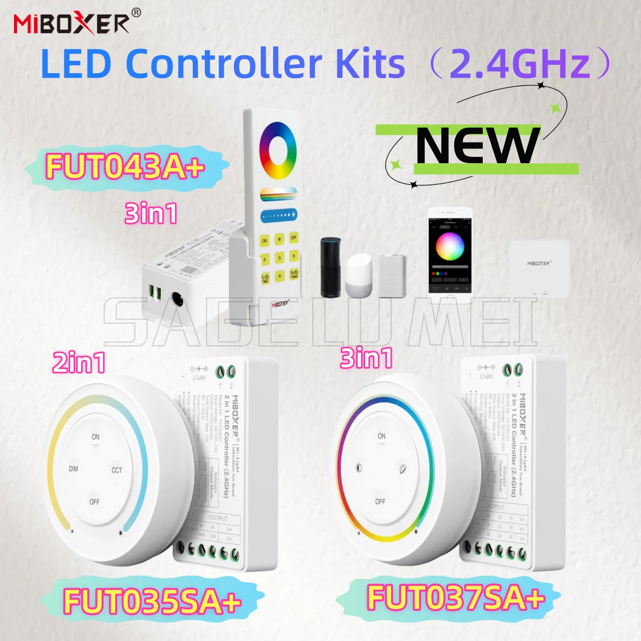MiBoxer New LED Controller Kits (2.4GHz) DC12~24V FUT037SA+ FUT043A+ 3in1 RGB/RGBW/RGB+CCT FUT035SA+ 2in1Singlecolor/Dual white
MiBoxer New LED Controller Kits (2.4GHz) DC12~24V FUT037SA+ FUT043A+ 3in1 RGB/RGBW/RGB+CCT FUT035SA+ 2in1Singlecolor/Dual white