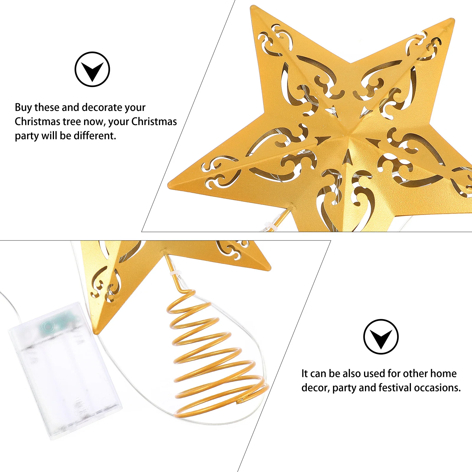 Golden Star Christmas Tree Topper 1Pcs LED String Light Iron Material Glitter Coated Noble Luxurious Appearance Easy
Golden Star Christmas Tree Topper 1Pcs LED String Light Iron Material Glitter Coated Noble Luxurious Appearance Easy