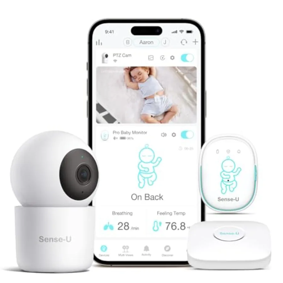 Монитор дыхания младенцев Sense-U Pro с камерой PTZ 2.5K: отслеживание дыхания с помощью нежной вибрации, контроль положения и температуры во время сна
Монитор дыхания младенцев Sense-U Pro с камерой PTZ 2.5K: отслеживание дыхания с помощью нежной вибрации, контроль положения и температуры во время сна