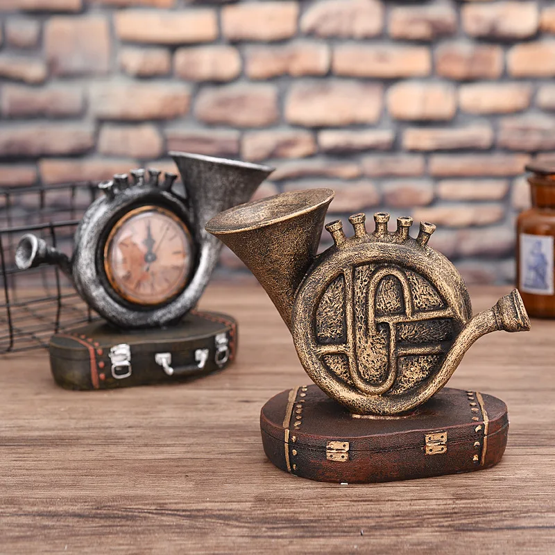 Vintage creative resin decoration crafts creative suitcase Saxophone model living room home clock ornaments new products
Vintage creative resin decoration crafts creative suitcase Saxophone model living room home clock ornaments new products