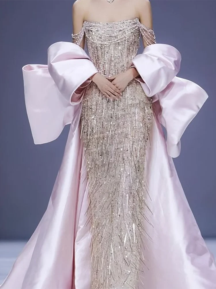 Classic Strapless Beading Sequined Sleevless Bow Straighgt Formal Evening Dresses Birthday Party Prom Gowns Customized
Classic Strapless Beading Sequined Sleevless Bow Straighgt Formal Evening Dresses Birthday Party Prom Gowns Customized