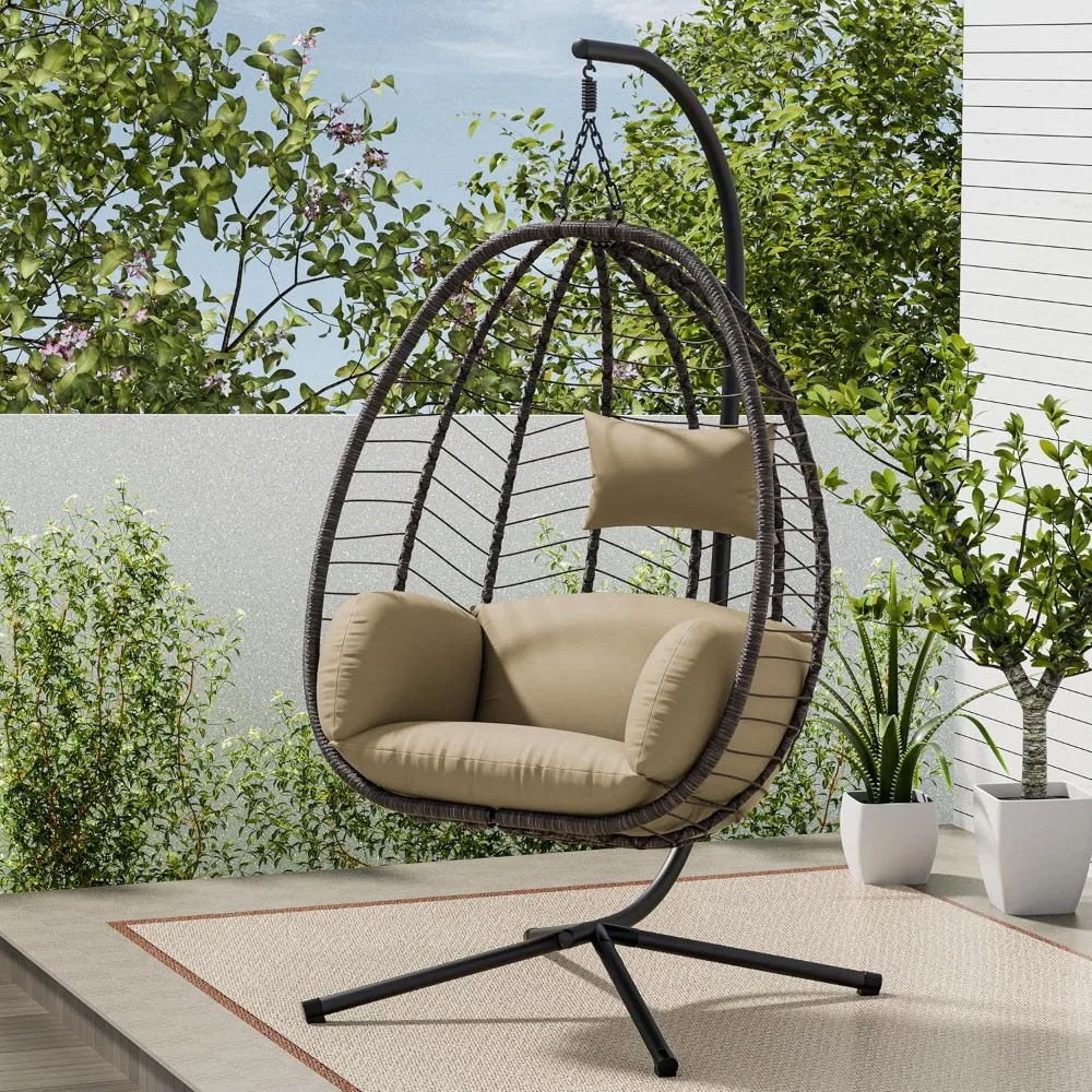 Egg Swing Chair Outdoor Indoor Wicker Rattan Hanging Chair with Stand 350lbs Capacity w/Strong Frame & Sand Cushions for Patio B
Egg Swing Chair Outdoor Indoor Wicker Rattan Hanging Chair with Stand 350lbs Capacity w/Strong Frame & Sand Cushions for Patio B