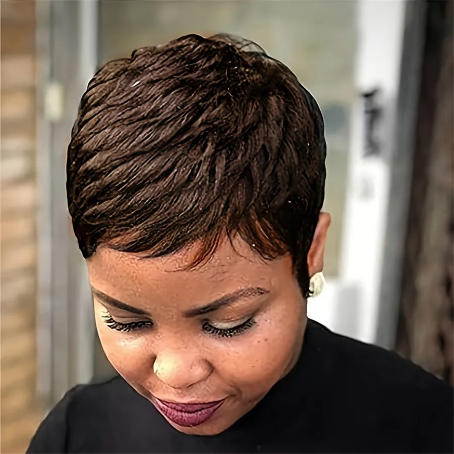 pixie cut short straight layered human hair wigs 4inch 30 brown 99j black color machine made wig150% density remy hair for women
pixie cut short straight layered human hair wigs 4inch 30 brown 99j black color machine made wig150% density remy hair for women