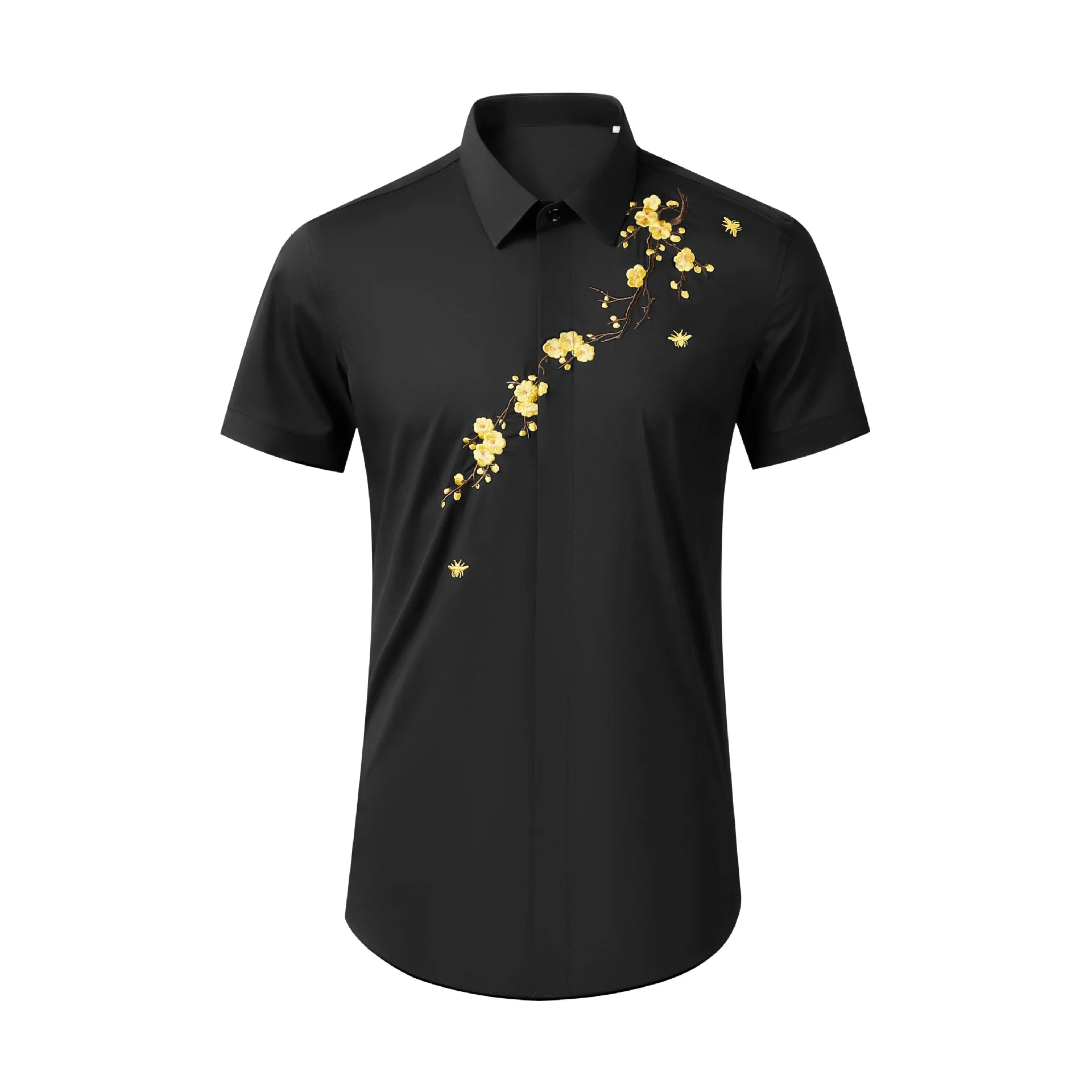 Summer Chinese style high-end front embroidered plum blossom men's fashionable cotton elastic combination shirt
Summer Chinese style high-end front embroidered plum blossom men's fashionable cotton elastic combination shirt