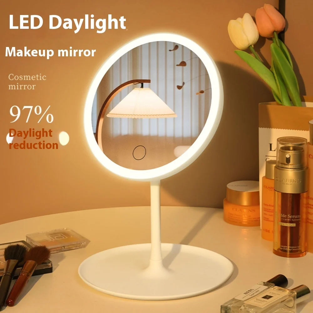 LED Makeup Mirror with Lights Desktop Vanity Mirror with Touch Screen Rotation Dimmable Brightness for Home Travel
LED Makeup Mirror with Lights Desktop Vanity Mirror with Touch Screen Rotation Dimmable Brightness for Home Travel