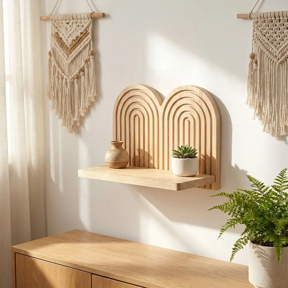 Multi-Layer Design Wall Mounted Shelves Floating Design Wall Decor Boho Shelves Storage Decorative Arched Wall Shelves
Multi-Layer Design Wall Mounted Shelves Floating Design Wall Decor Boho Shelves Storage Decorative Arched Wall Shelves