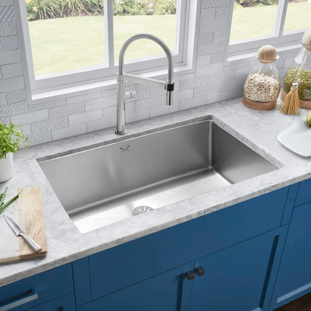 Kitchen Sinks 32x18 Inch Undermount Kitchen Sink Stainless Steel Sink 16 Gauge Single Bowl Set
Kitchen Sinks 32x18 Inch Undermount Kitchen Sink Stainless Steel Sink 16 Gauge Single Bowl Set