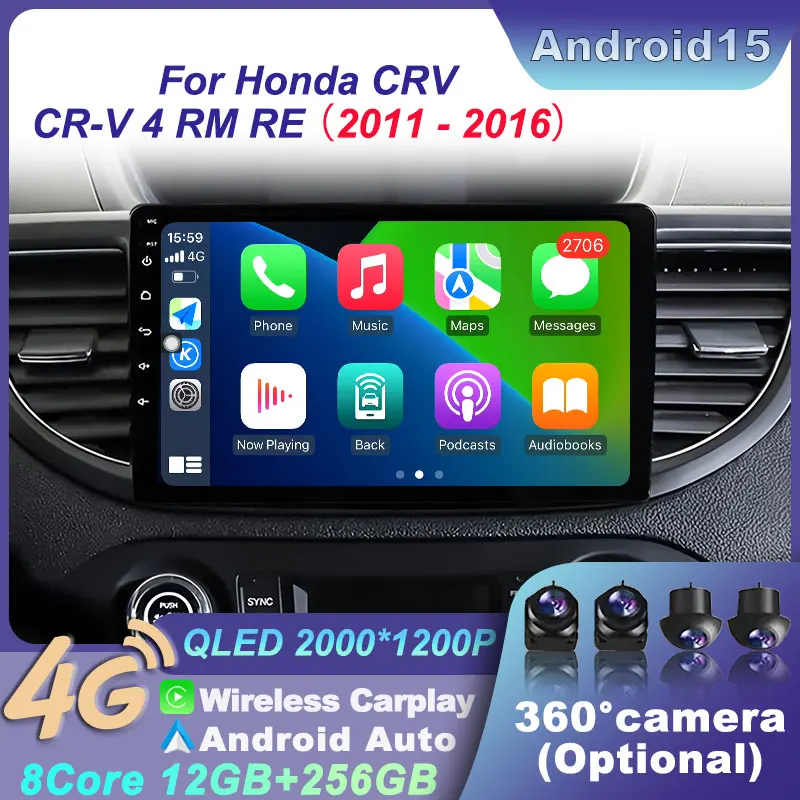 Android 15 Car Radio Navigation for Honda CRV CR-V 4 RM RE 2011-2016 Wireless 4G BT Multimedia Player with WiFi Auto GPS Carplay
Android 15 Car Radio Navigation for Honda CRV CR-V 4 RM RE 2011-2016 Wireless 4G BT Multimedia Player with WiFi Auto GPS Carplay